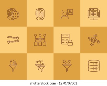 Empiric method line icon set. Fingerprint, data safety, face detection. Modern technology concept. Can be used for topics like data storage, app development, filter