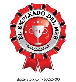 Empleado del Mes (Employee of the Month in Spanish language) - award ribbon. Print colors used