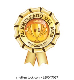 Empleado del Mes (Employee of the Month in Spanish language) - award ribbon. Print colors used