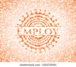 Employ abstract orange mosaic emblem