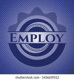 Employ badge with denim texture. Vector Illustration. Detailed.
