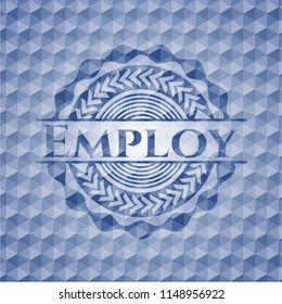 Employ blue badge with geometric pattern background.