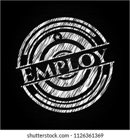 Employ chalkboard emblem on black board