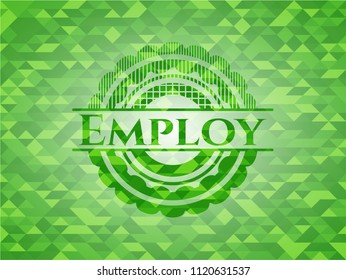 Employ green emblem with mosaic background