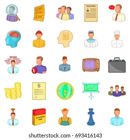 Employ icons set. Cartoon set of 25 employ vector icons for web isolated on white background