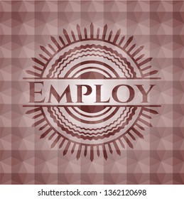Employ red emblem with geometric pattern. Seamless.