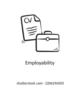 Employability Outline Icon Design illustration. Project Management Symbol on White background EPS 10 File