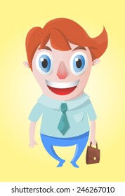 Employed man smiling with briefcase