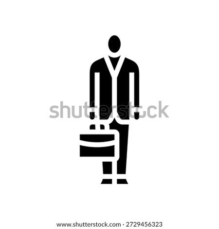 employed person briefcase glyph icon vector. employed person briefcase sign. isolated symbol illustration