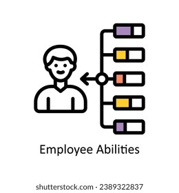 Ejemplo de diseño de esquema relleno del vector de capacidades de empleado. Símbolo del archivo EPS 10 de fondo blanco