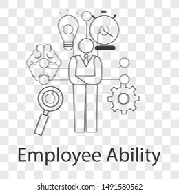 Employee ability icon on transparency background. Line vector illustration for website. 