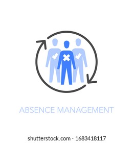 Employee Absence Management Symbol With A Group Of People And Refresh Arrows. Easy To Use For Your Website Or Presentation.