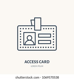 Employee access card, identity vector flat line icon. ID document, badge sign.