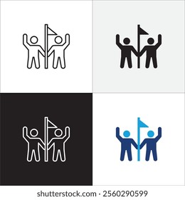 Employee achievement icon. Success goal icon. Icons vector design in flat and thin line for achievement, reward, performance, winner, champion related.