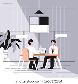 Actividad de los empleados en la ilustración vectorial del concepto de oficina