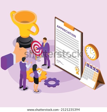 Employee appreciation 3D isometric vector concept for banner, website, illustration, landing page, flyer, etc