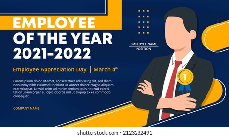 Employee appreciation day banner with an employee of the year winner