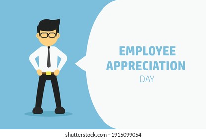 Employee Appreciation Day Concept Design Good For Banner, Background, Poster. Employee Man Vector Illustration.