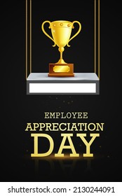 Employee Appreciation Day in March. Holiday concept banner, poster design vector illustration. backdrop black color.