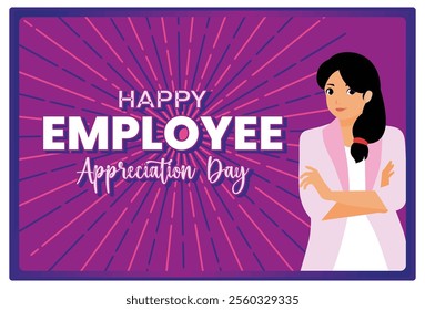 Employee Appreciation Day with professional women. Appreciate the work and contributions of employees in the company. Employee Appreciation Day concept. Flat vector illustration.