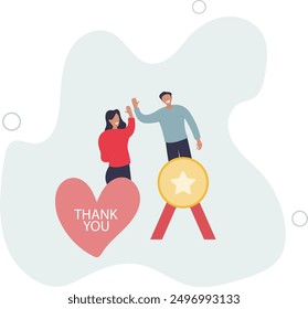 Employee appreciation, giving thank you or recognition award to best employees, gratitude or grateful support, thankful concept.flat design.illustration with people.