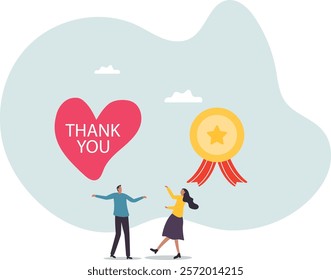 Employee appreciation, giving thank you or recognition award to best employees, gratitude or grateful support, thankful.business concept.flat character.