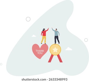 Employee appreciation, giving thank you or recognition award to best employees, gratitude or grateful support, thankful concept. character life .