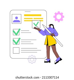 Employee Assessment Abstract Concept Vector Illustration. Employee Evaluation, Assessment Form, Job Performance Review, SWOT Analysis, Recruitment Software, Supervisor Meeting Abstract Metaphor.