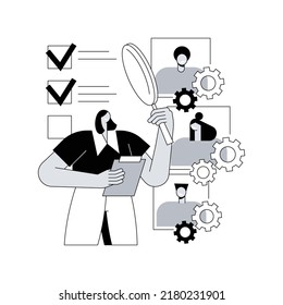 Employee Assessment Abstract Concept Vector Illustration. Employee Evaluation, Assessment Form, Job Performance Review, SWOT Analysis, Recruitment Software, Supervisor Meeting Abstract Metaphor.