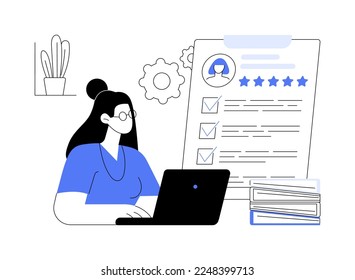 Employee assessment abstract concept vector illustration. Employee evaluation, assessment form, job performance review, SWOT analysis, recruitment software, supervisor meeting abstract metaphor.