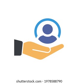 Employee Assistance Icon. Customer Care Icon, Patient Assistance, Management Support And Help Client