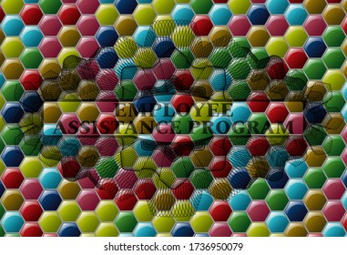 Employee Assistance Program text inside Linear currency Colorful emblem. Hexagon chic background. Intense illustration. 