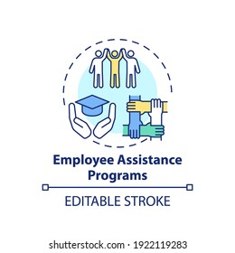 Employee Assistance Programs Concept Icon. Occupational Stress, Burnout Idea Thin Line Illustration. Personal And Work-related Problems. Vector Isolated Outline RGB Color Drawing. Editable Stroke