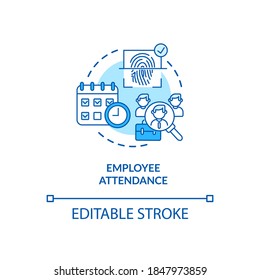 Employee attendance concept icon. Biometrics usage in business life. Device for scanning people ideas idea thin line illustration. Vector isolated outline RGB color drawing. Editable stroke