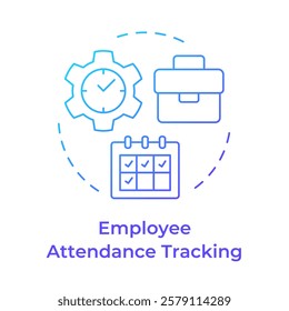 Employee attendance tracking blue gradient concept icon. Work monitoring, organization. Round shape line illustration. Abstract idea. Graphic design. Easy to use in infographic, presentation
