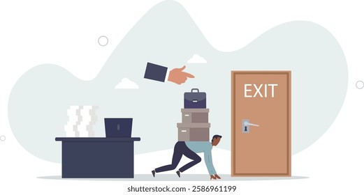 Employee attrition and human resources staff changing.Workforce turnover and replace with new labor.flat character life .