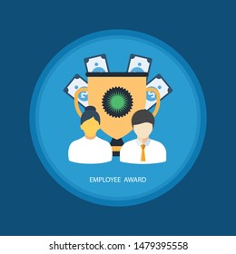 Employee award of the month flat concept. Vector illustration. Element template for design.