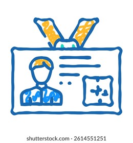 employee badge doodle icon sketch vector. employee badge sign. isolated symbol illustration