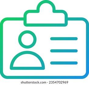 Employee badge pixel perfect gradient linear vector icon. Worker identification. Security and access. Office pass. Thin line color symbol. Modern style pictogram. Vector isolated outline drawing