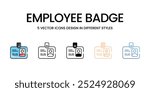 Employee Badge vector icons set ready to use stock illustration