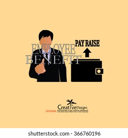 employee benefit concept.man with wallet icon.vector illustration.
