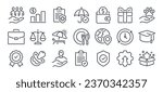 Employee benefit editable stroke outline icons set isolated on white background flat vector illustration. Pixel perfect. 64 x 64.