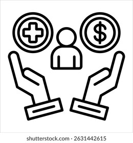 Ícone de Benefício do Funcionário. Ilustração de Contorno de Vetor Simples