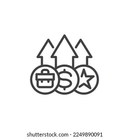Employee benefit line icon. linear style sign for mobile concept and web design. Loyalty program outline vector icon. Symbol, logo illustration. Vector graphics