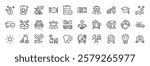 Employee benefit web line icons. Included icons as teamwork, insurance, paid Vacation, pension, social Security. Vector illustration. editable stroke