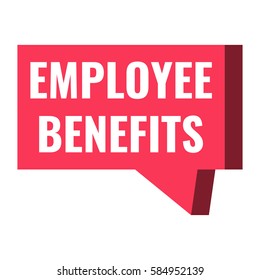 Employee benefits. Badge, icon, red speech bubble, vector design illustration on white background. 