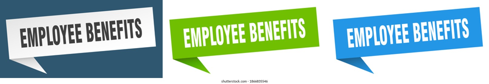 Employee Benefits Banner Sign. Employee Benefits Speech Bubble Label Set