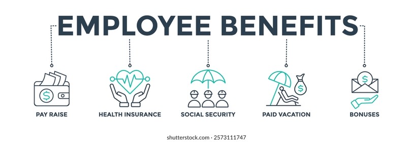 Employee benefits banner web icon vector illustration