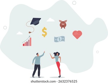 Benefícios do funcionário e remuneração por vantagem de equipe, recompensa ou pagamento de bônus para motivar o conceito de funcionário. vida de caráter.