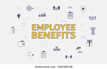 Employee Benefits Concept With Icon Set 